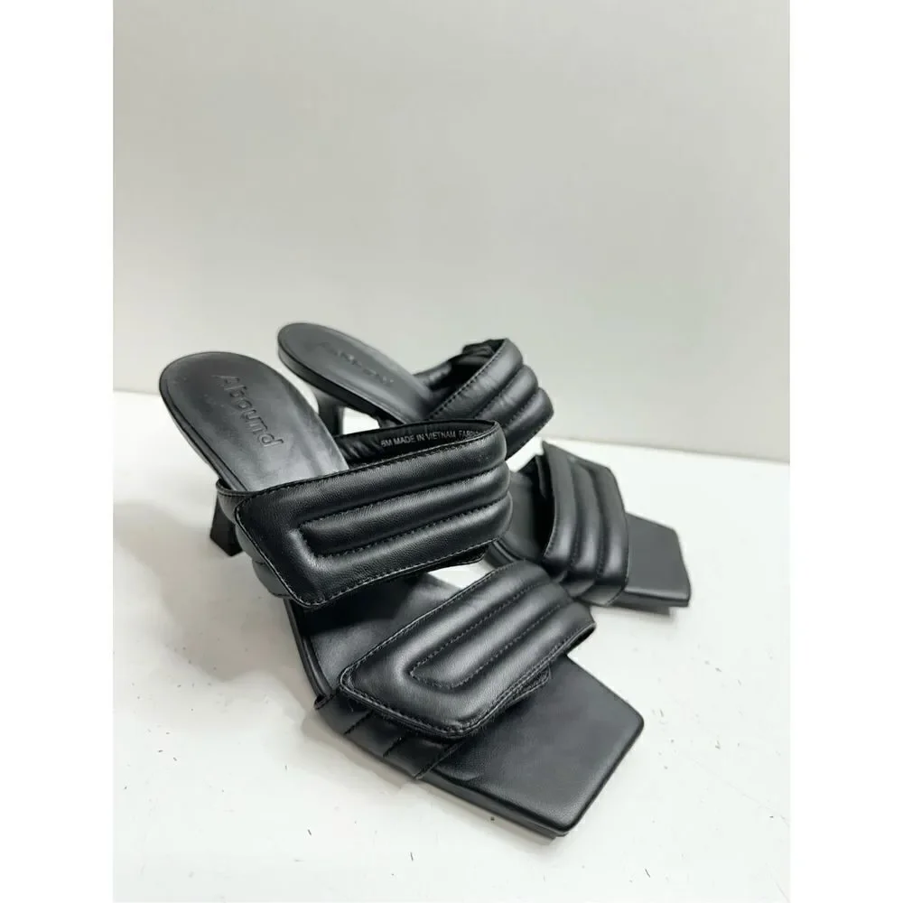 Abound Sandals Size 6 Black Qarly Open‎ Square Toe Slip On Heels